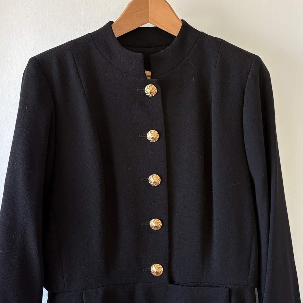 Yves Saint Laurent Encore Vintage Black Wool Crepe Dress 12 - Picture 2 of 14